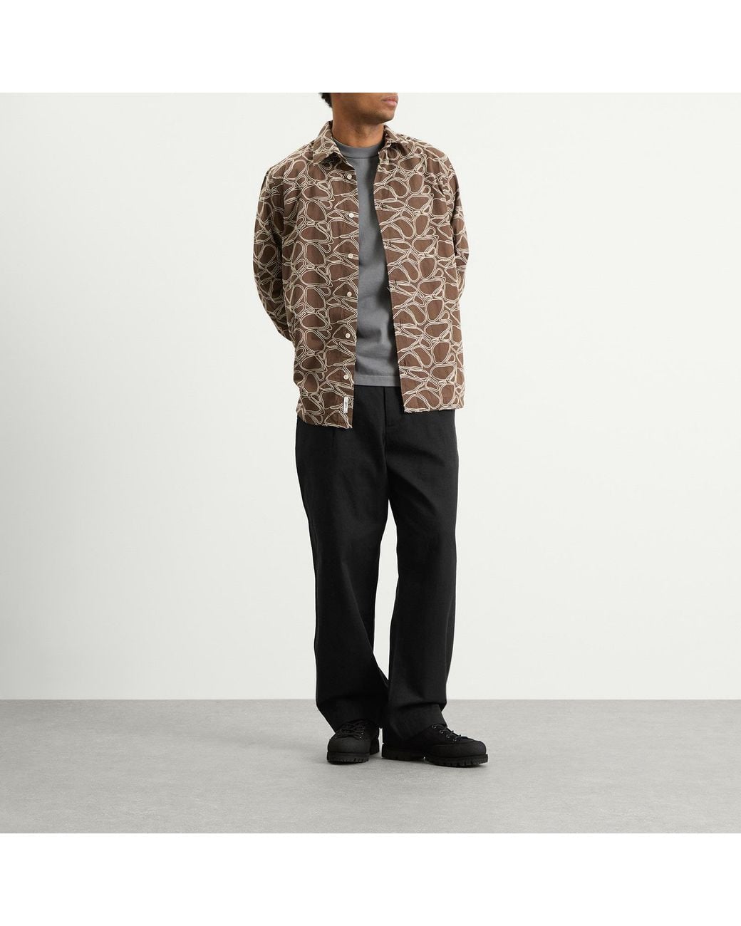 Forét Brown Dawn Embroidered Shirt for men