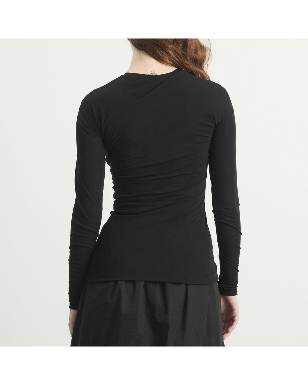 Jil Sander Black Double Layer Twisted Long Sleeve Top