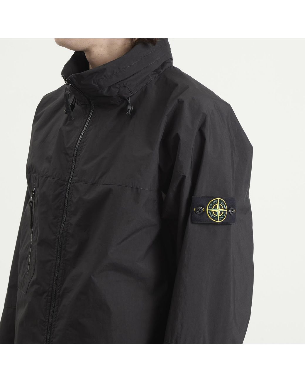 Stone Island Black Metal Lamina Poly Ripstop Stand Collar Jacket for men