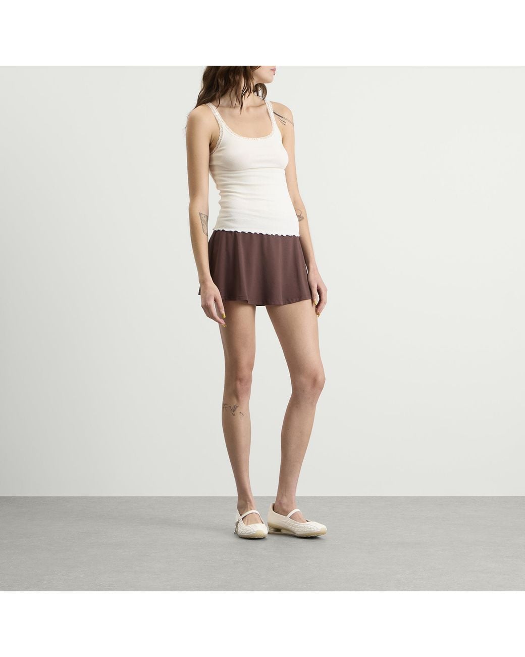 Skims White Pointelle Cami Top