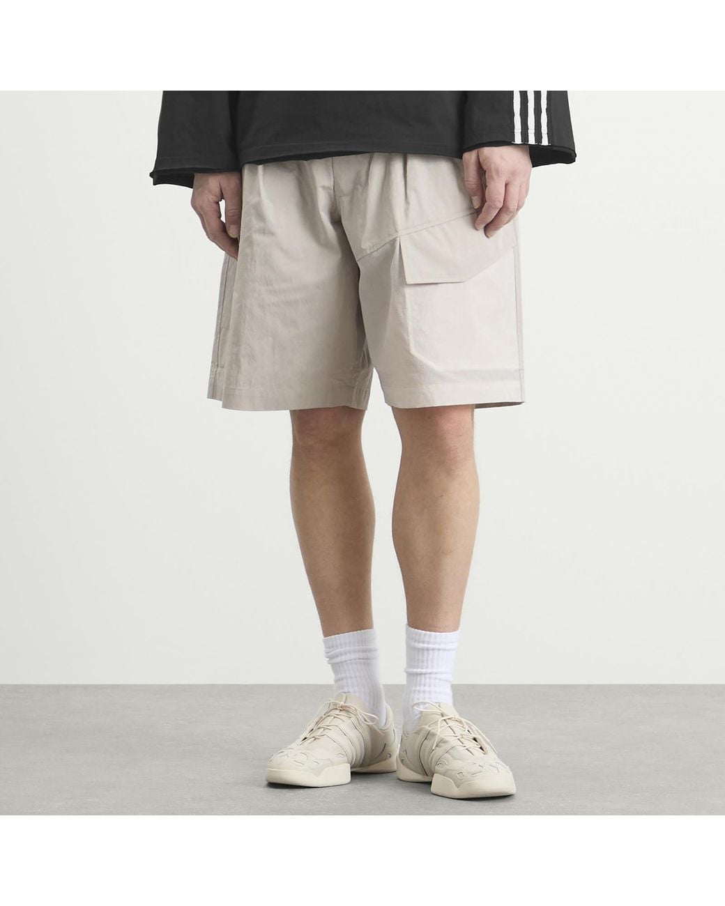 Y-3 Gray Cotton Blend Shorts for men