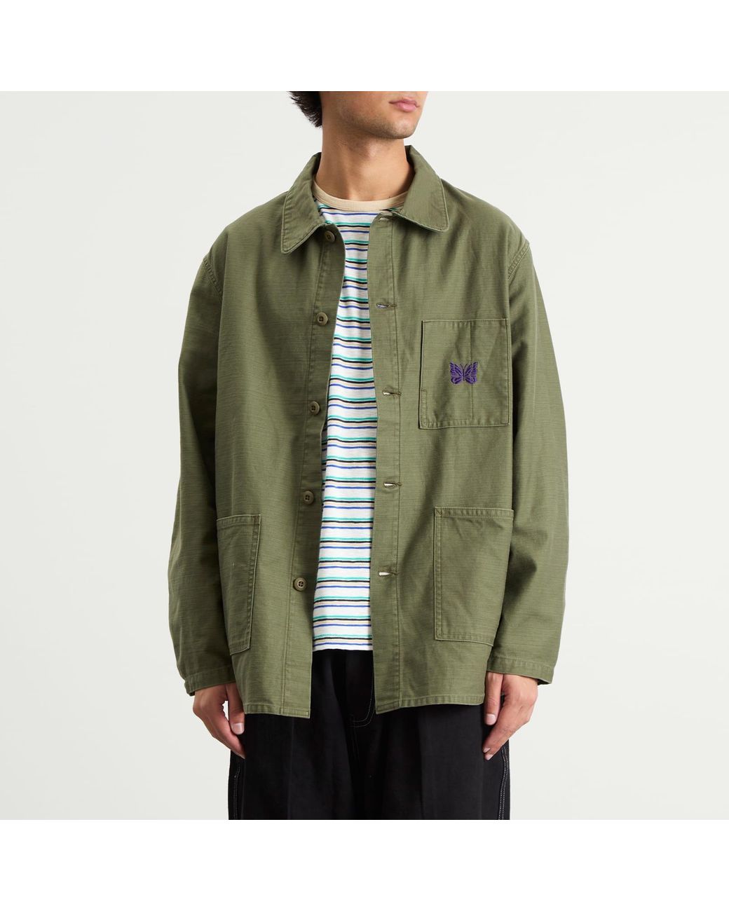 Needles Reversed Sateen Coverall Jacket in Green for Men | Lyst UK