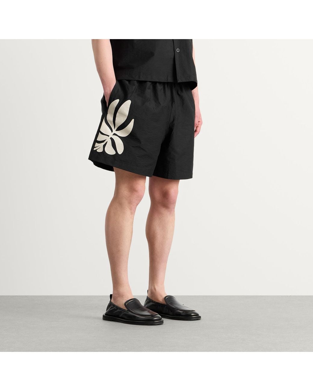 MKI Miyuki-Zoku Black Presented By End. Botanical Print Wide Leg Shorts for men