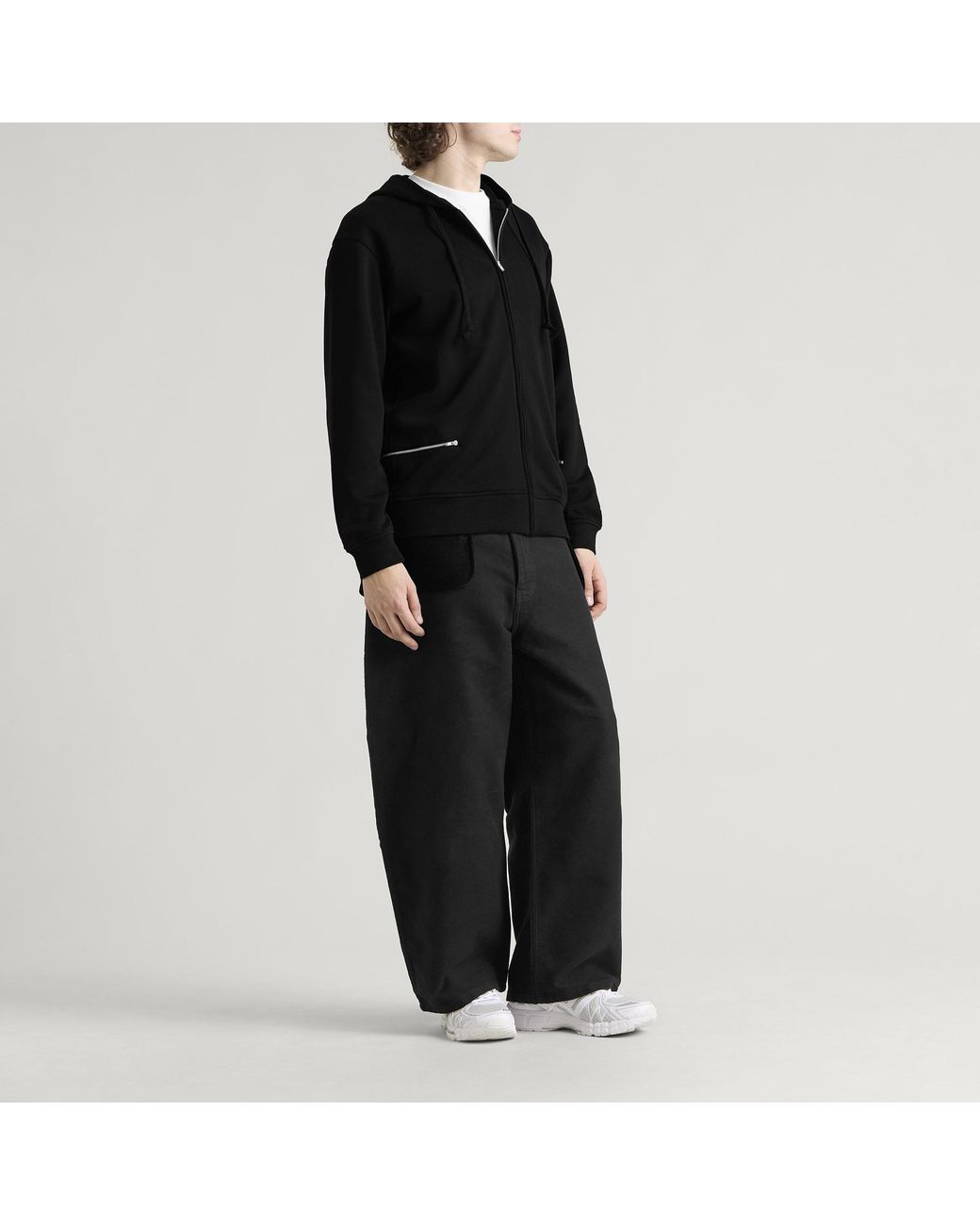 Comme des Garçons Black Zipped Frill Hoodie for men