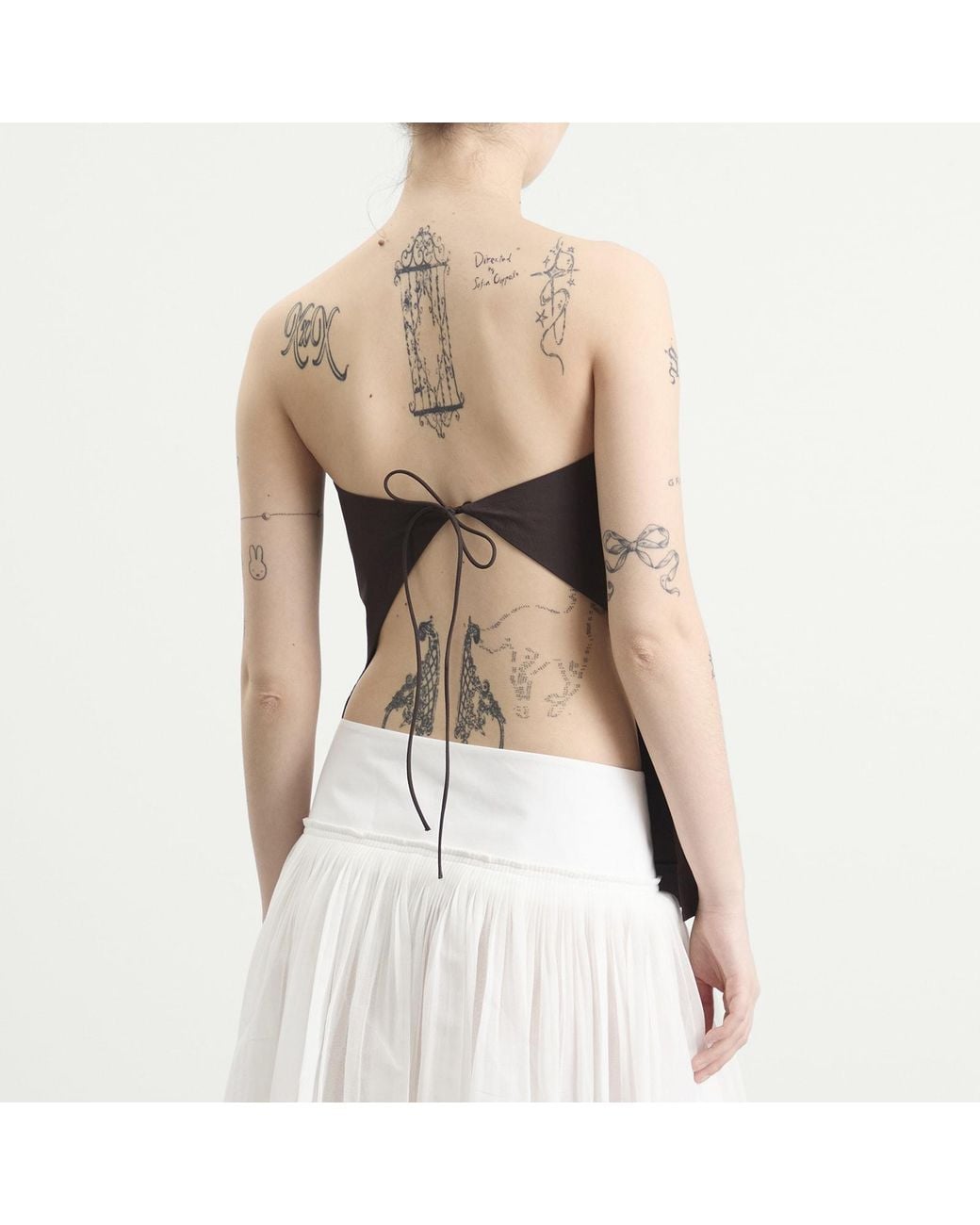 St. Agni Brown Strapless Rouleau Tie Top