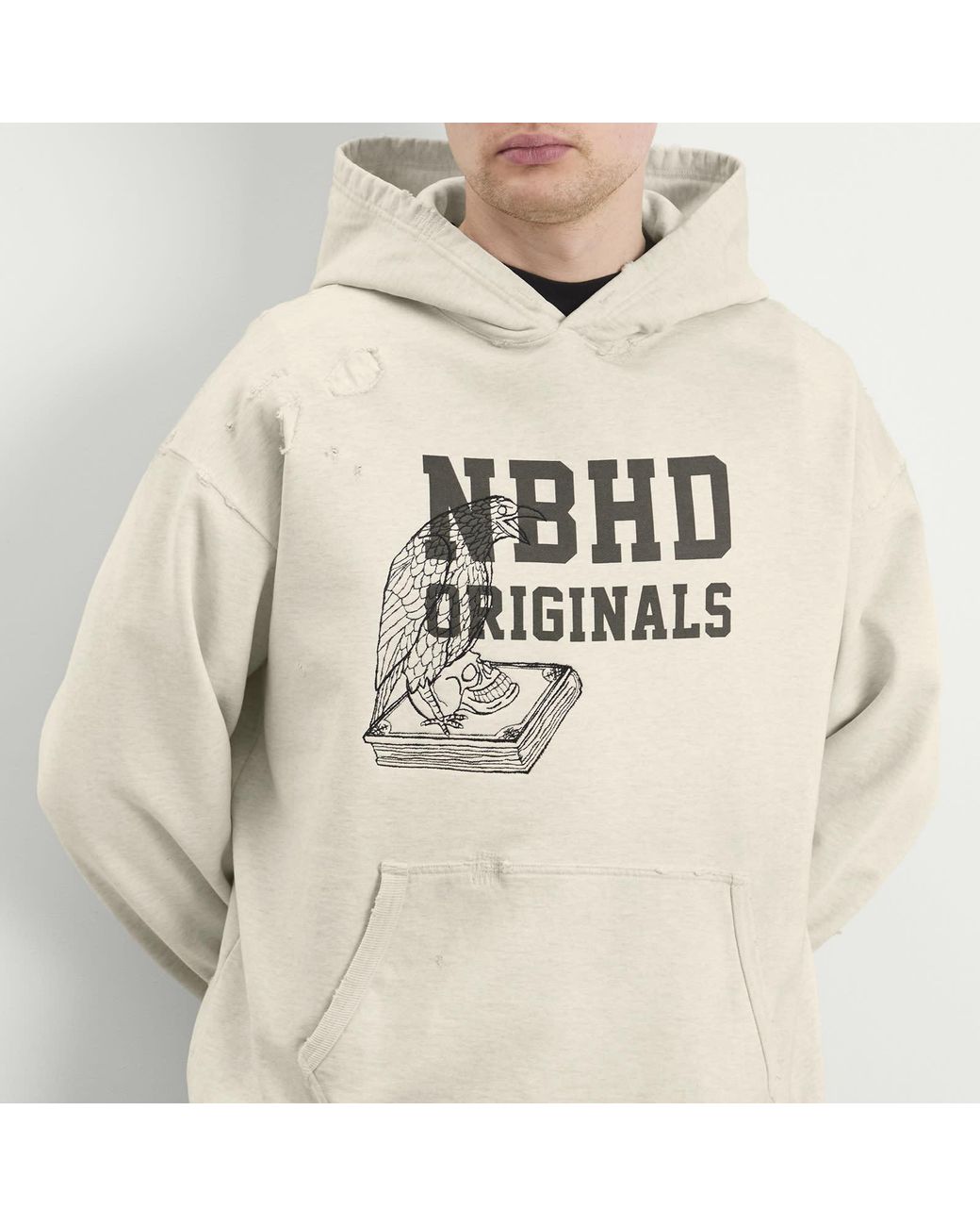 Neighborhood White Embroidered Savage Hoodie for men
