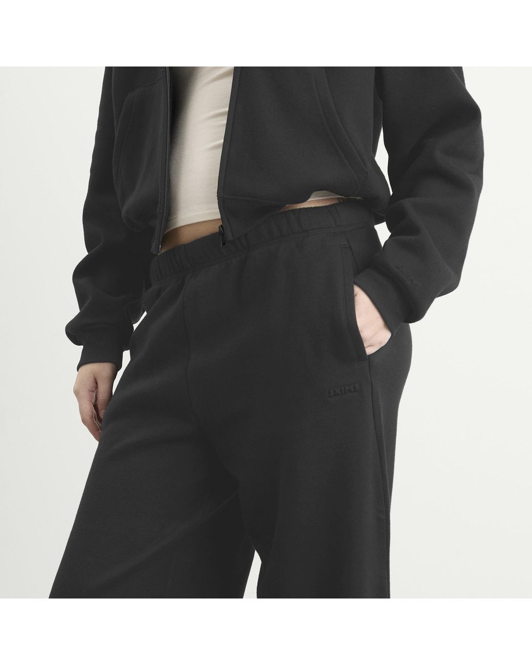 Skims Gray Cotton Fleece Classic Straight Leg Pant