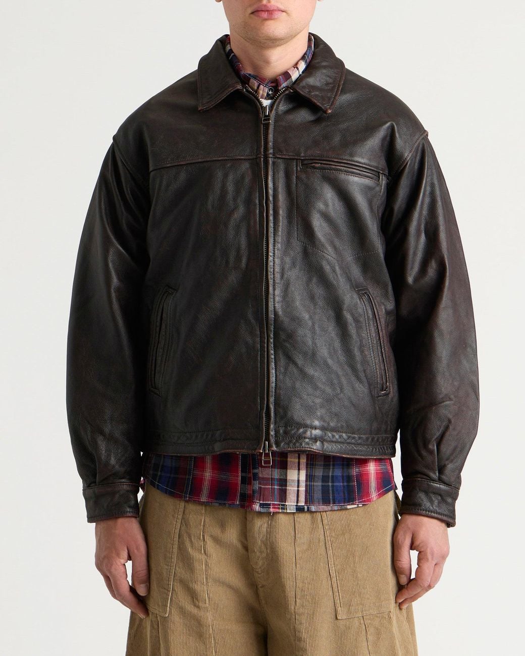FRIZMWORKS Destroyed Cowhide Leather Jacket in Black for Men | Lyst