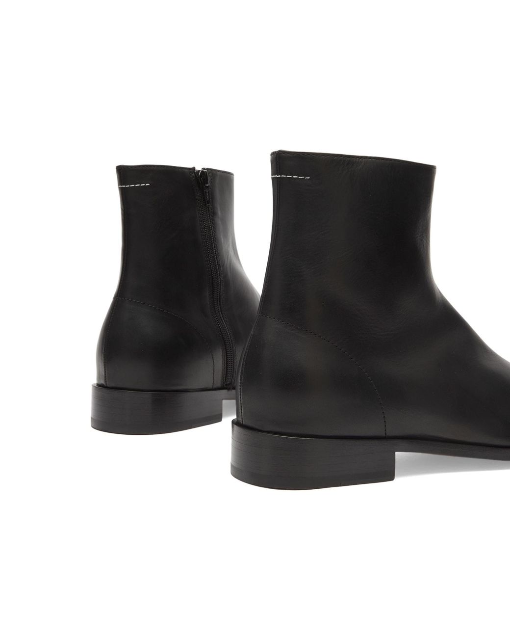 Maison Margiela Mm6 Seam Stitch Leather Ankle Boot in Black for Men ...
