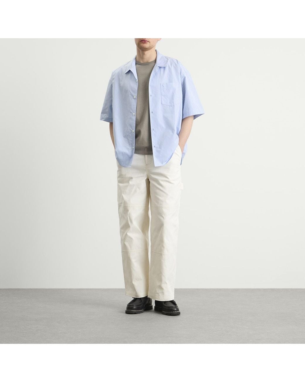 AMI Blue Short Sleeve Boxy Shirt for men