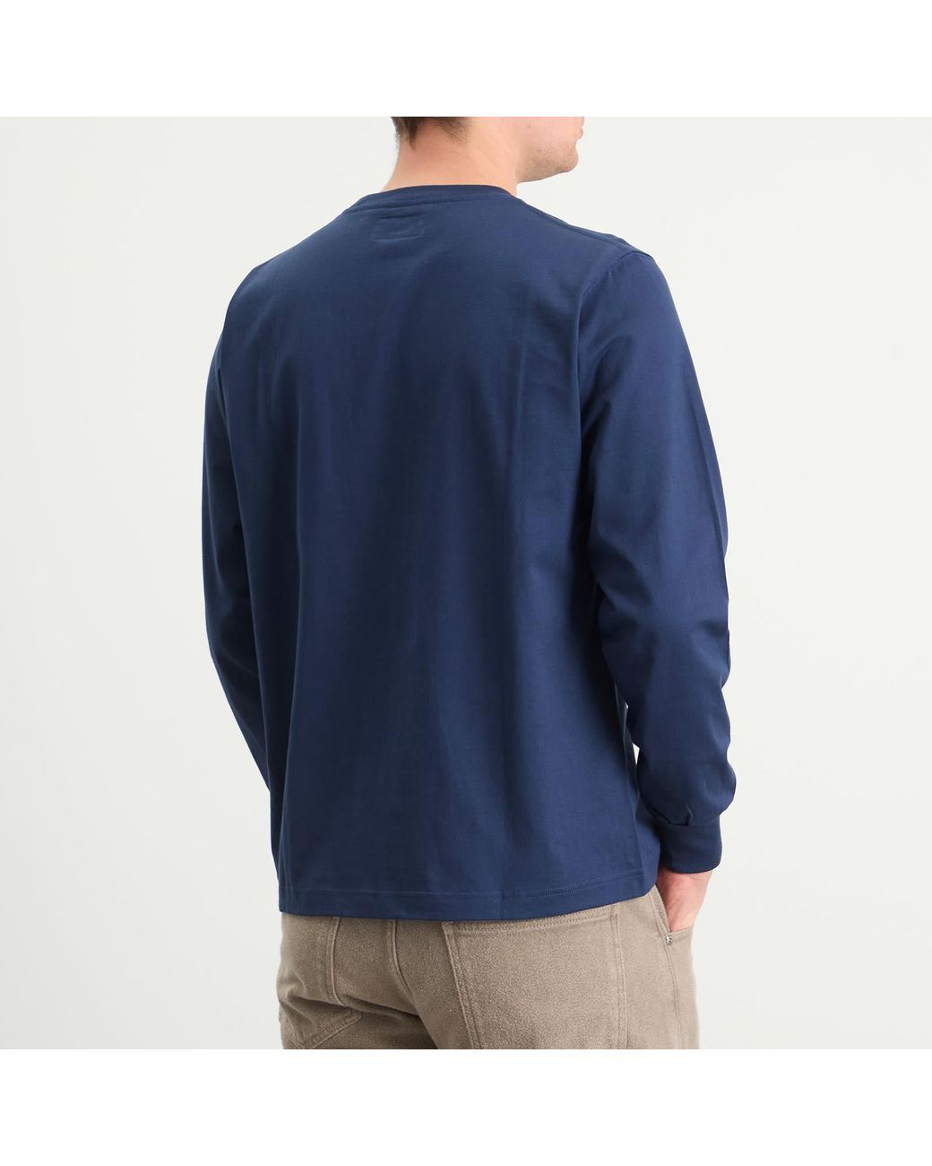 Beams Plus Blue Long Sleeve Pocket T-Shirt for men