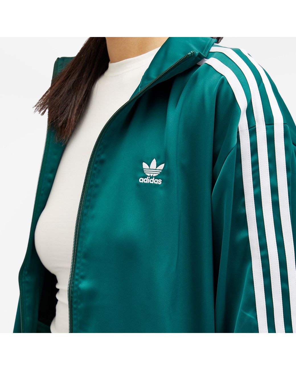 adidas Satin Track Top in Green | Lyst adidas Satin Track Top in Green | Lyst