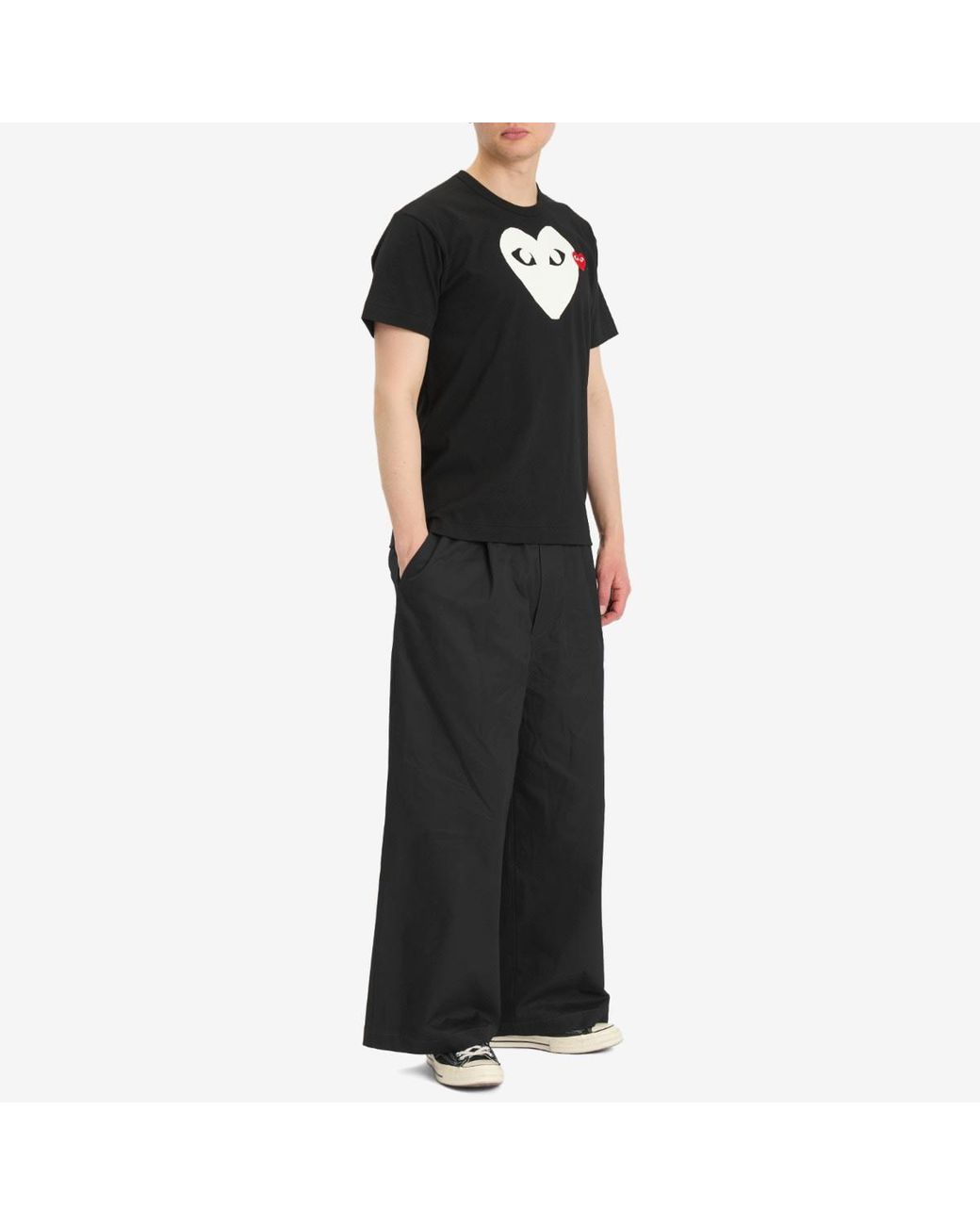 COMME DES GARÇONS PLAY Black Double Heart Logo T-shirt for men