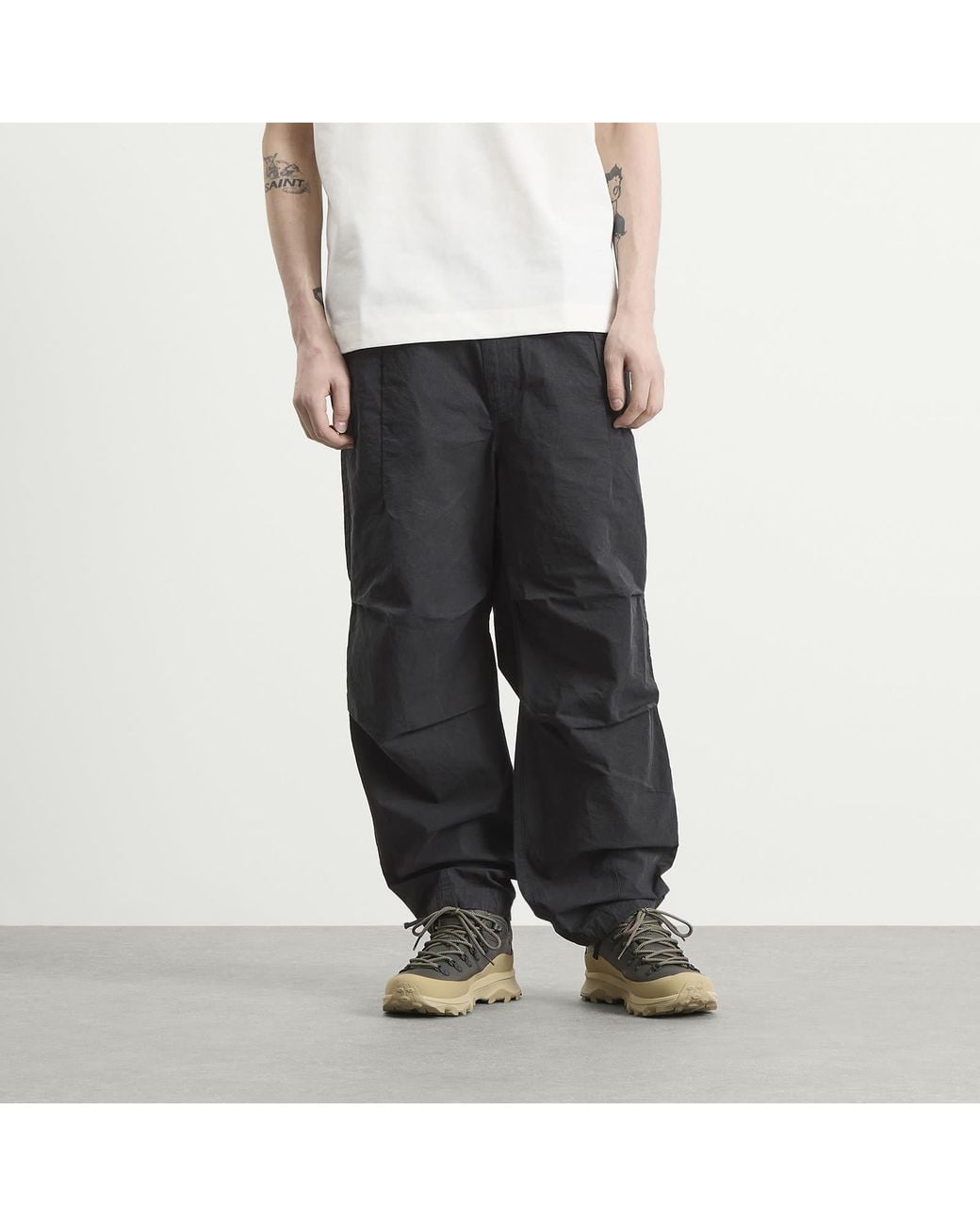 NANGA Black Dry Cotton Easy Trousers for men