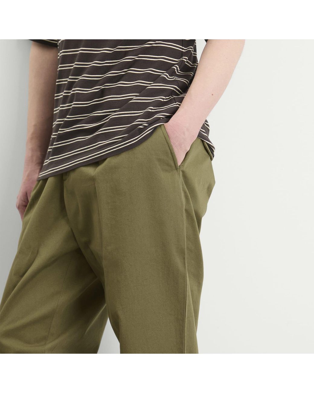 Universal Works Green Twill Pleated Track Pant for men