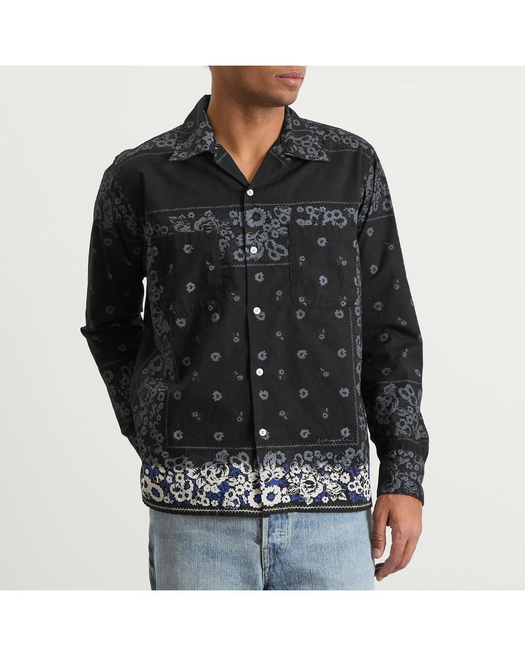 Nomarythm Textile Black Overdyed Bandana Print Shirt for men