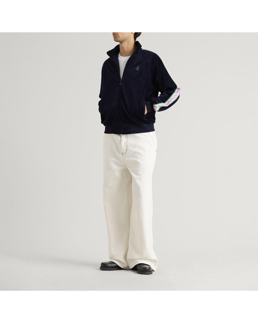 Drole de Monsieur Blue Velvet Zip Jacket for men