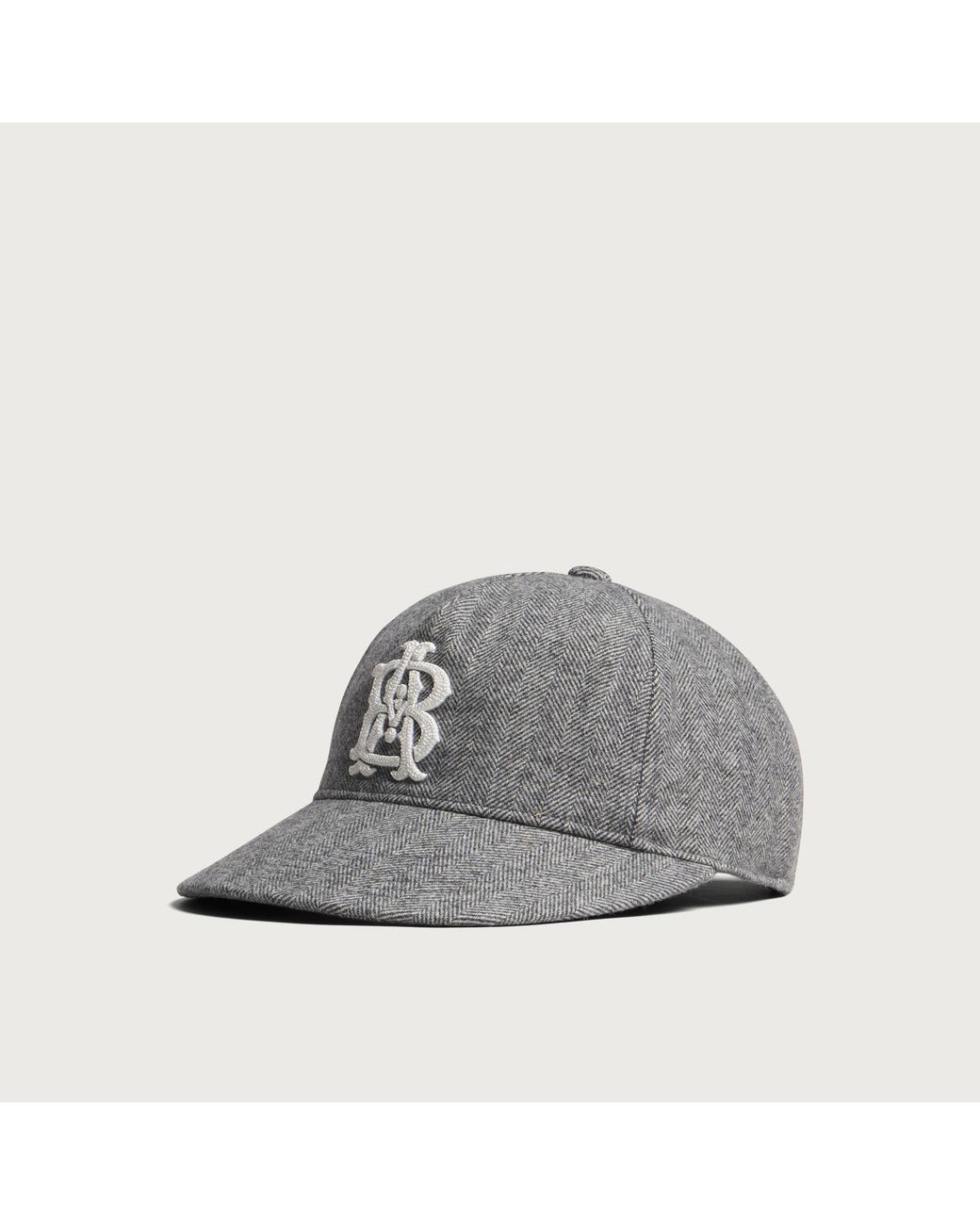 About Blank Gray Monogram Herringbone Cap for men