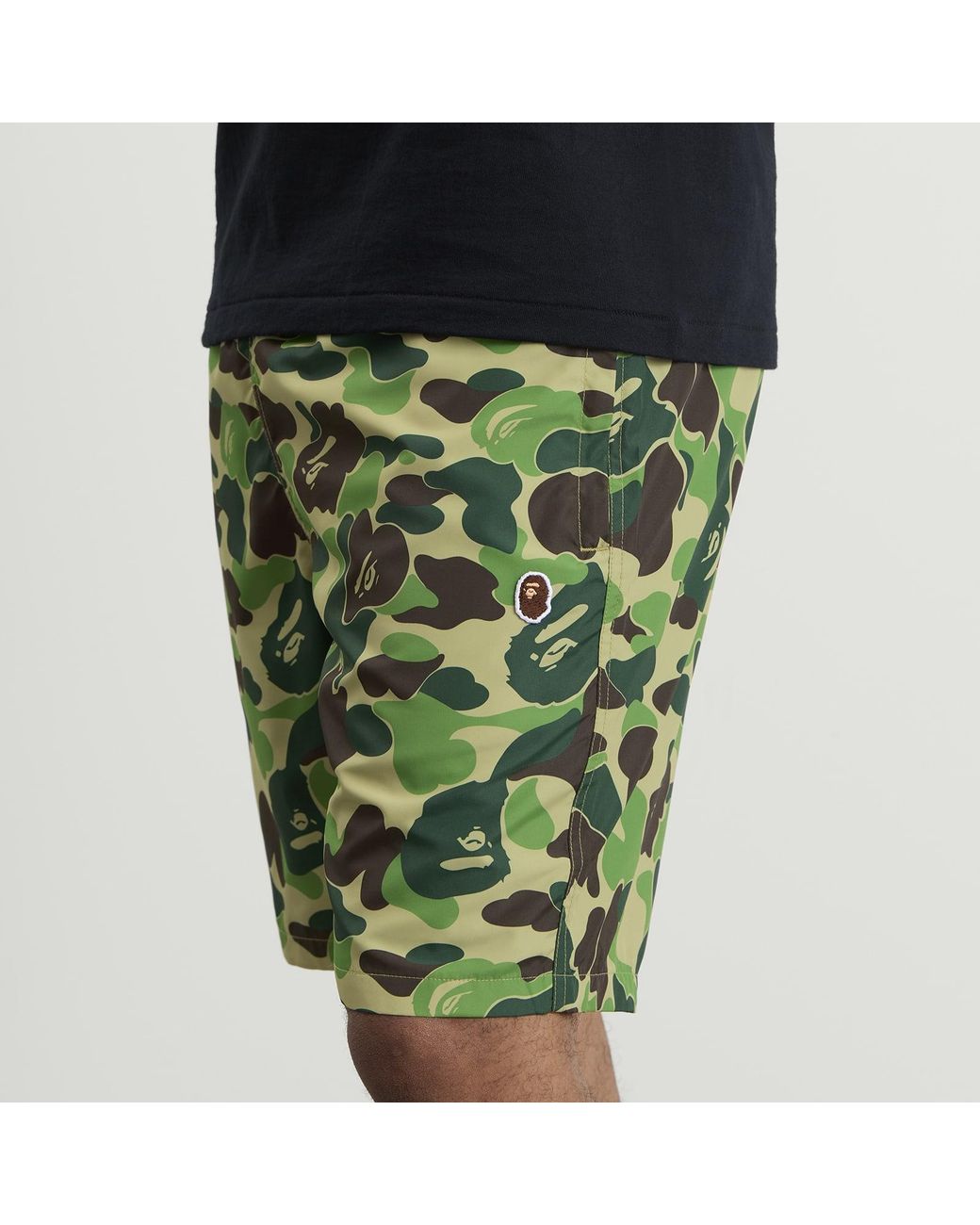 A Bathing Ape Green Abc Camo One Point Beach Shorts for men