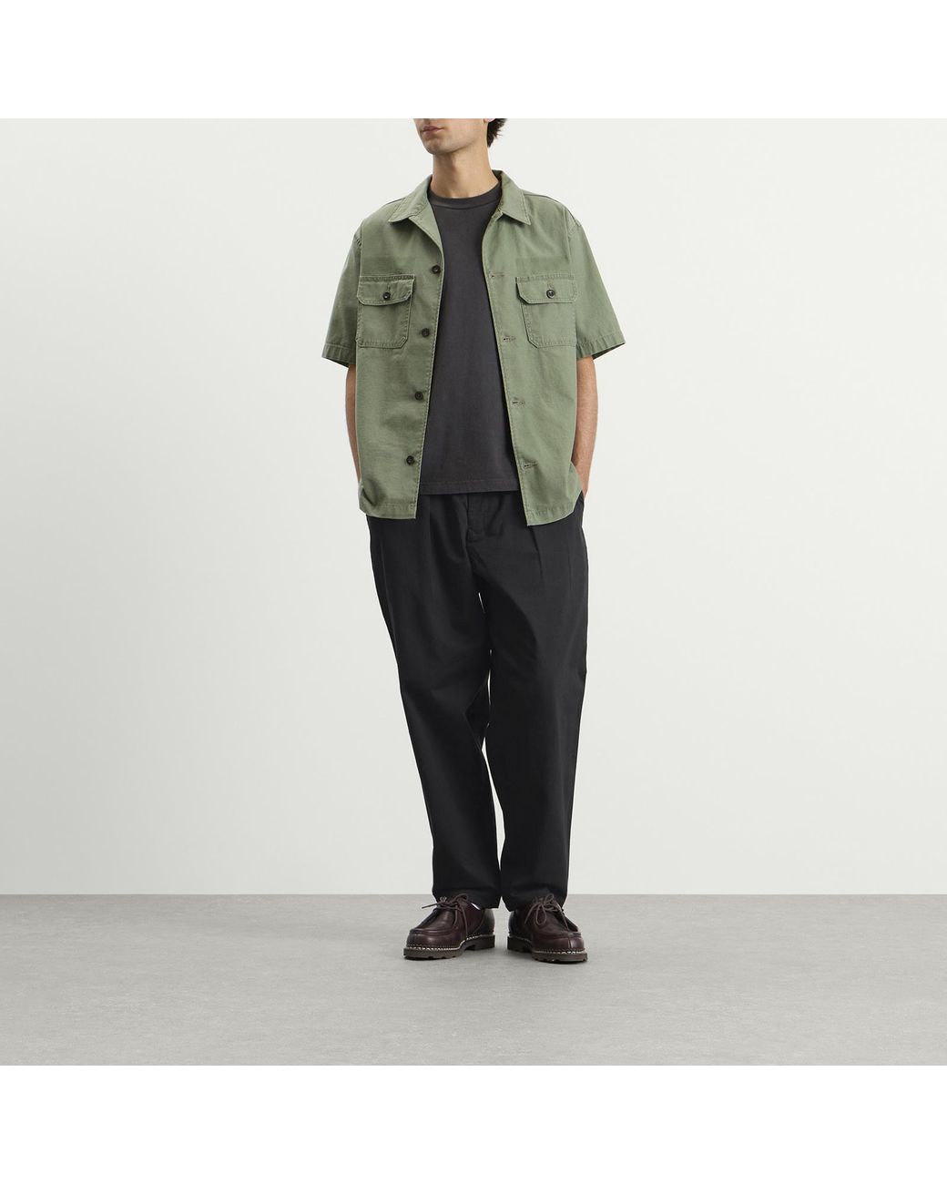 Universal Works Gray Twill Pleated Track Pant for men