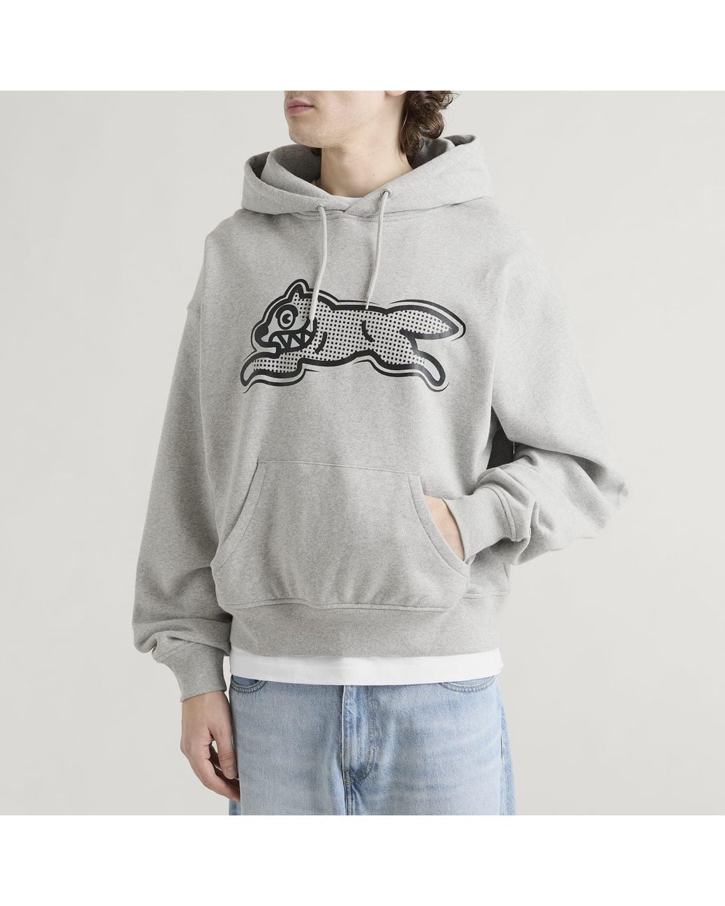 ICECREAM Gray Half Tone Running Dog Popover Hood for men