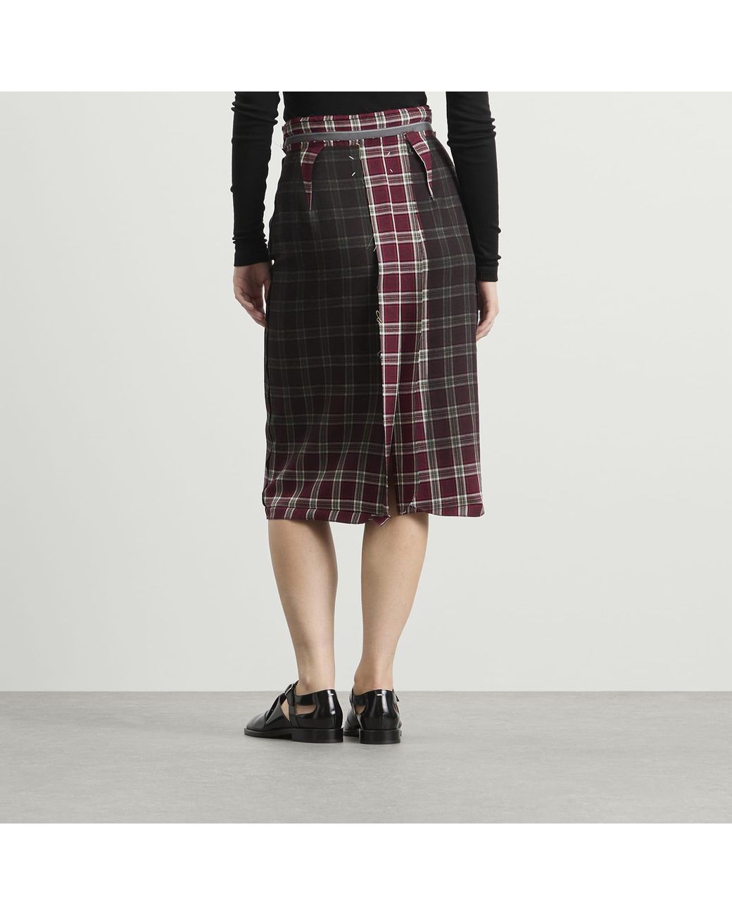 Maison Margiela Black Check Midi Skirt