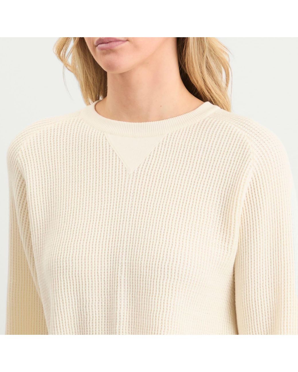 NOTHING WRITTEN White Waffle Knit Pullover