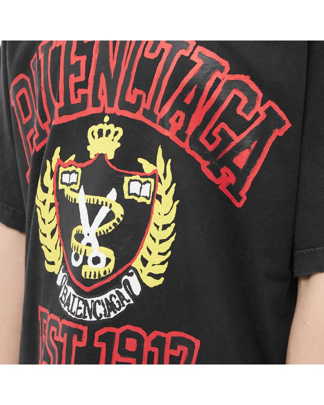 Balenciaga Fashion Institute Medium Fit T-Shirt Washed Black for Men