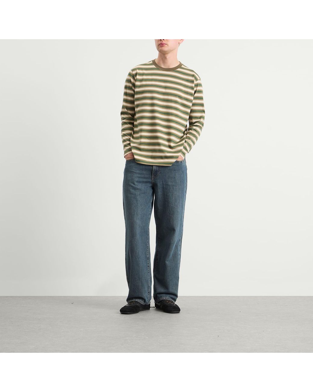 AURALEE Gradient Stripe Jersey L/S T-Shirt in Green for Men | Lyst