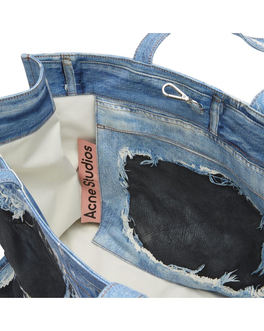 Acne Blue Trompe L'Oeil Print Tote Bag for men