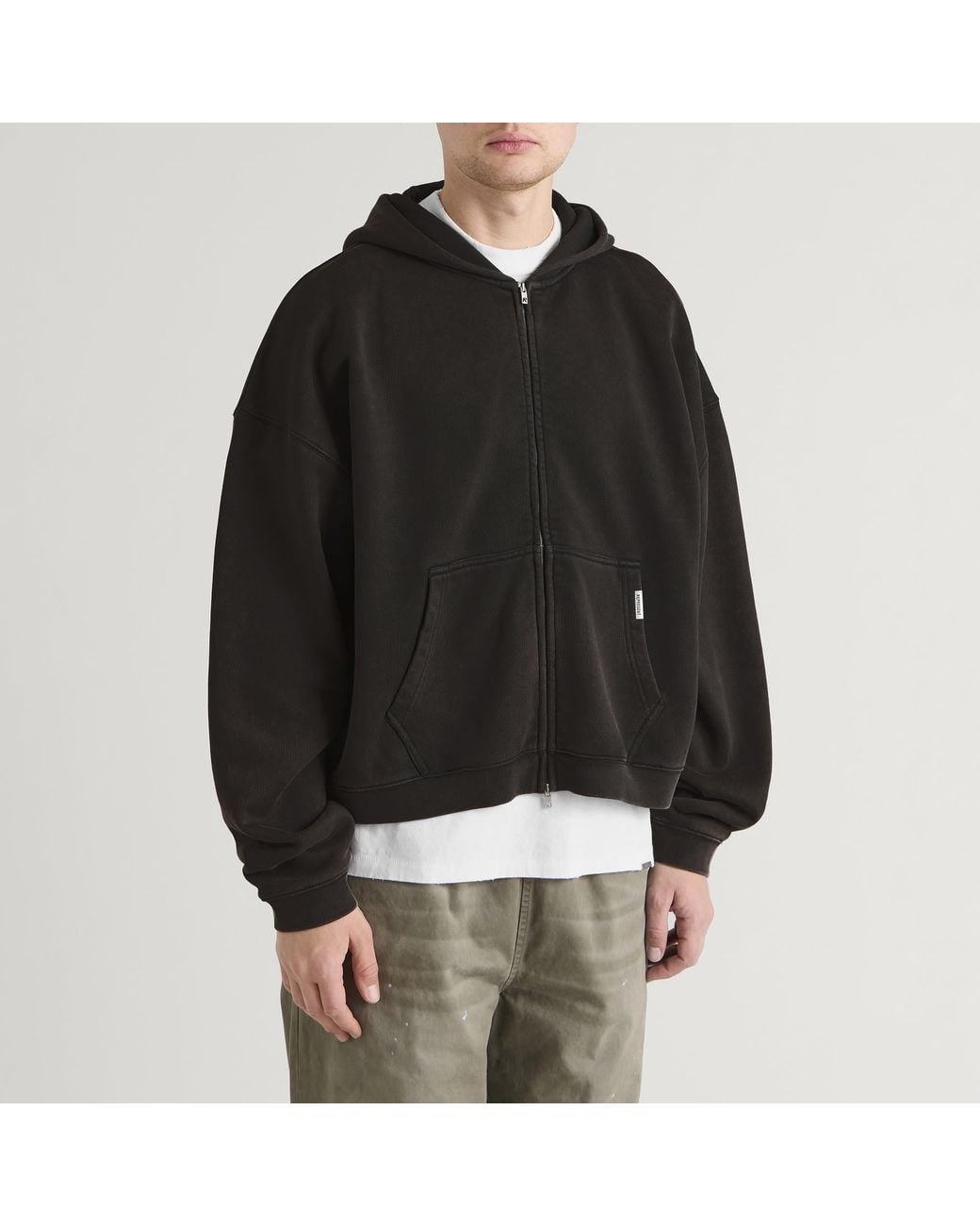Represent Black Initial Boxy Oversized Zip Hoodie for men
