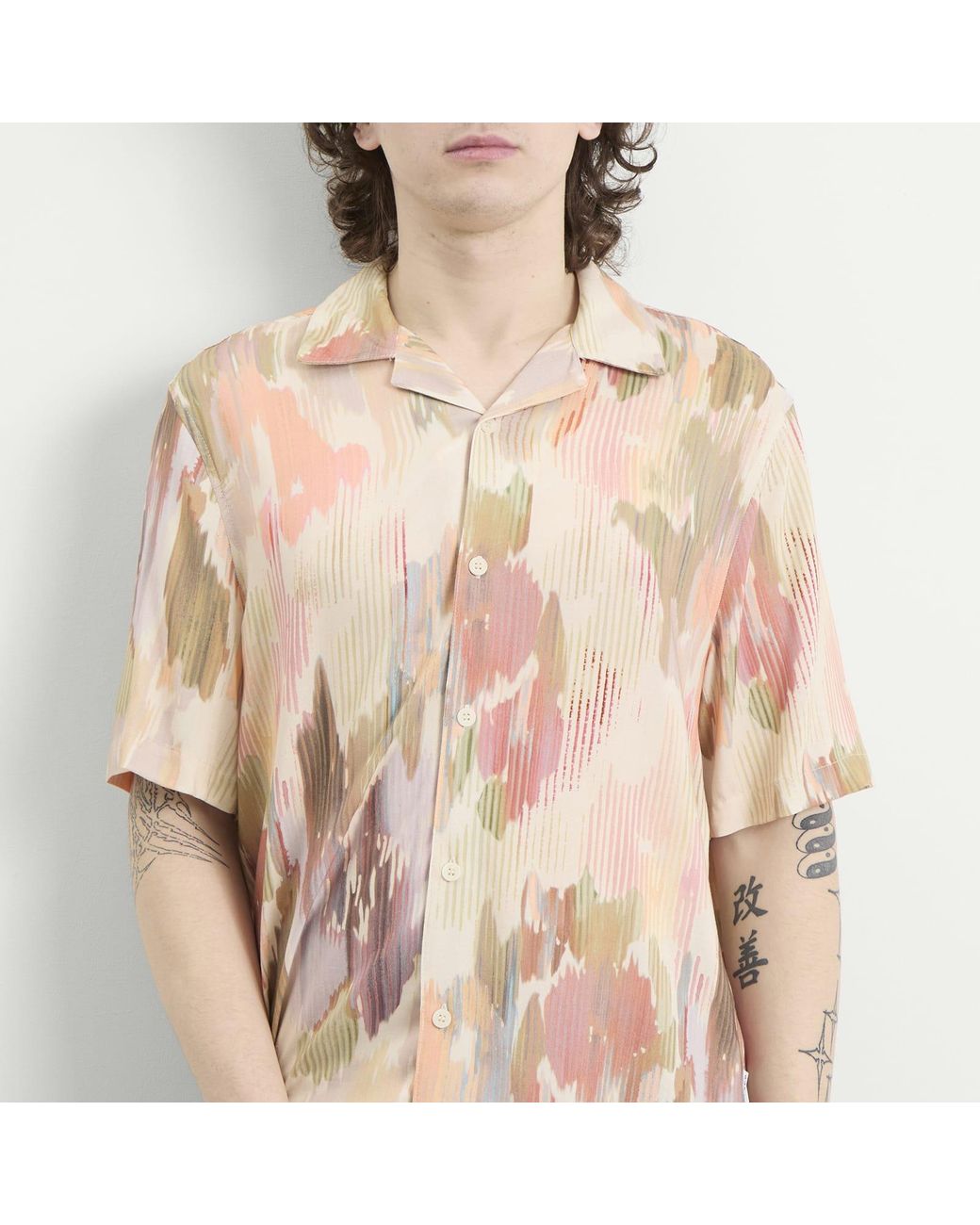 Wax London Natural Didcot Corrigated Floral Vacation Shirt for men