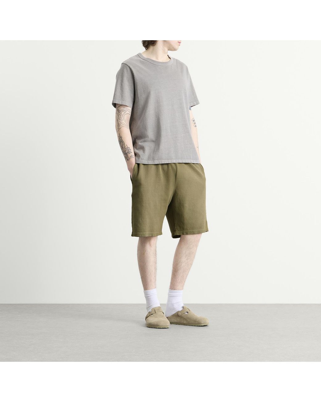 Les Tien Green Pique Cotton Rider Short for men