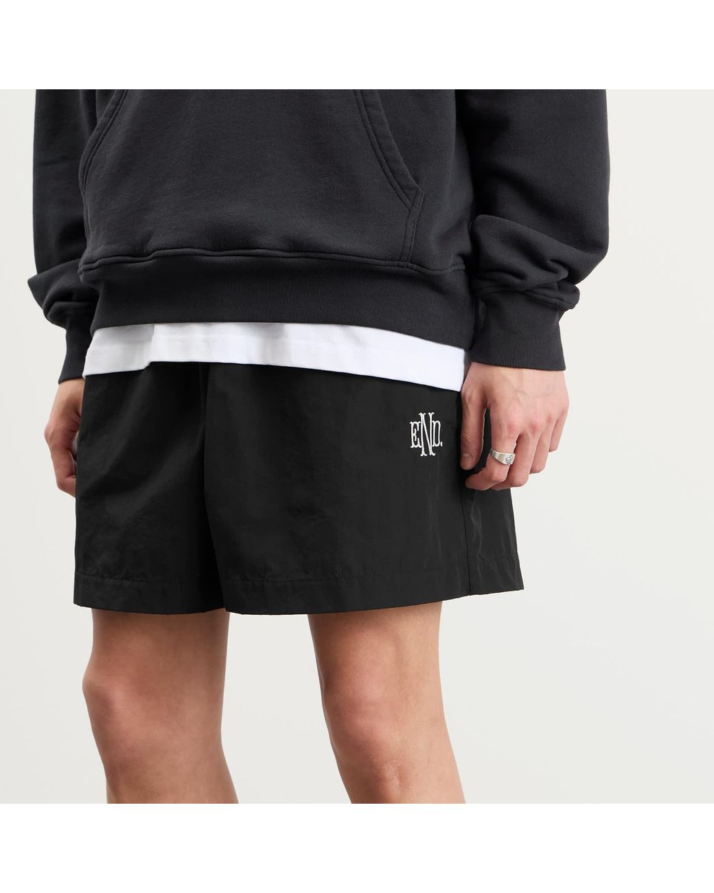 END. Black Flight Drawstring Shorts