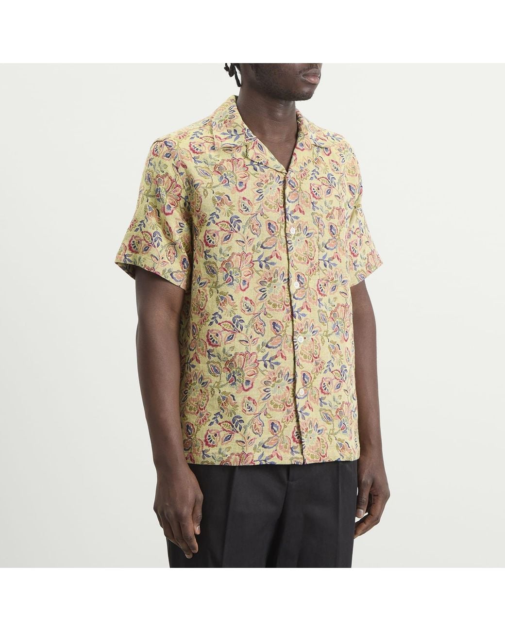 Portuguese Flannel Natural Tapestry Flowers Vacation Shirt for men