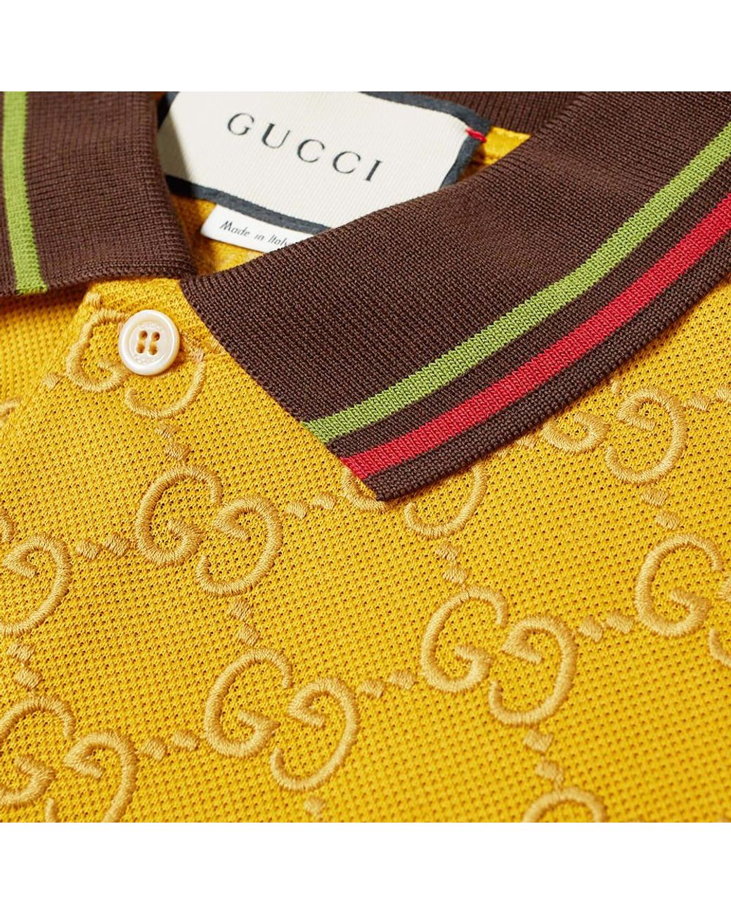 Gucci Polo Shirt With Wolf Appliqué in Yellow for Men