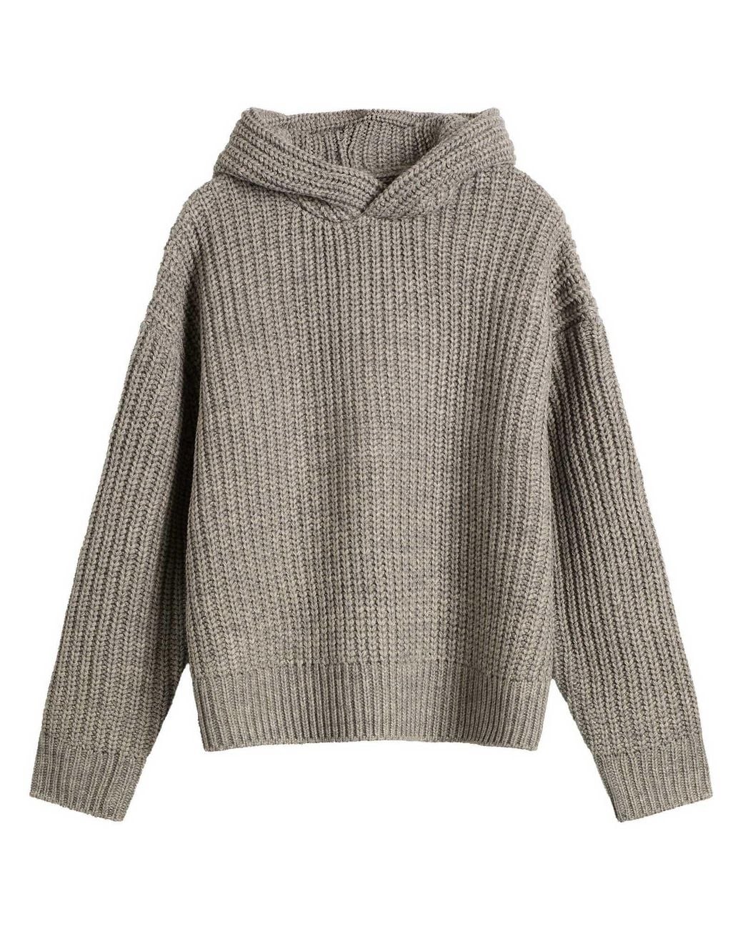 MKI Miyuki-Zoku Gray Chunky Rib Knit Hoodie for men