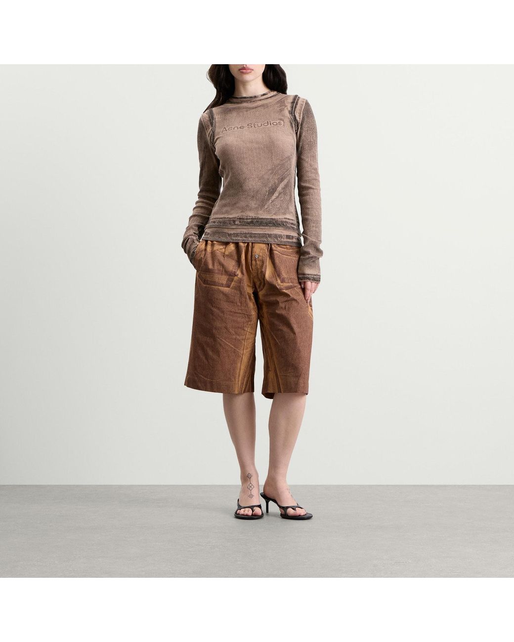 Acne Brown Elga Print Long Sleeve Top