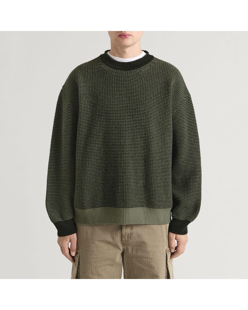 FRIZMWORKS Green Rollneck Ringer Knit for men