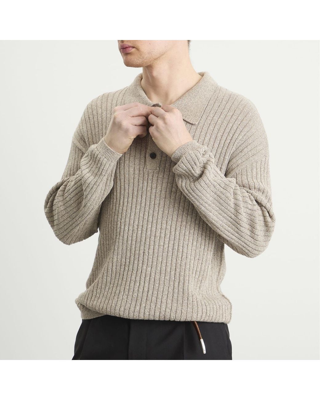 mfpen Natural Grain Digit Polo Knit for men