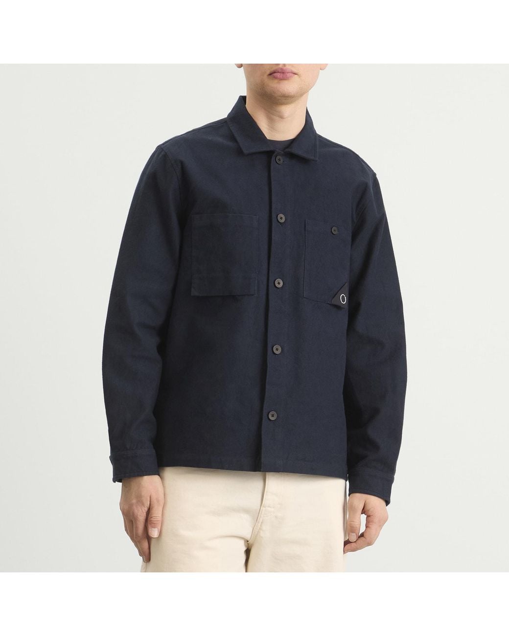Folk Blue Anniversary Patch Overshirt for men