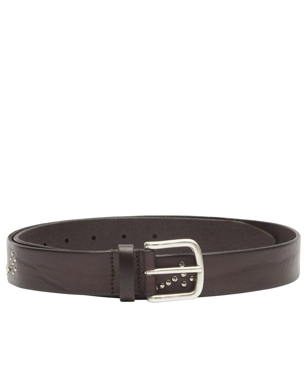 Andersons Brown Andersons Narrow Stud Trimmed Leather Belt for men