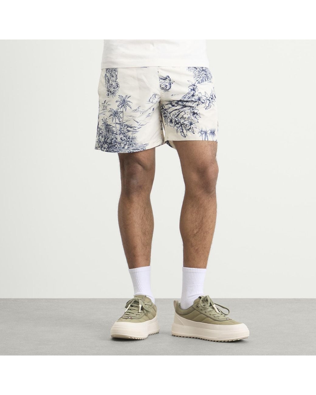 Moncler Blue Hawaiian Print Swim Shorts for men