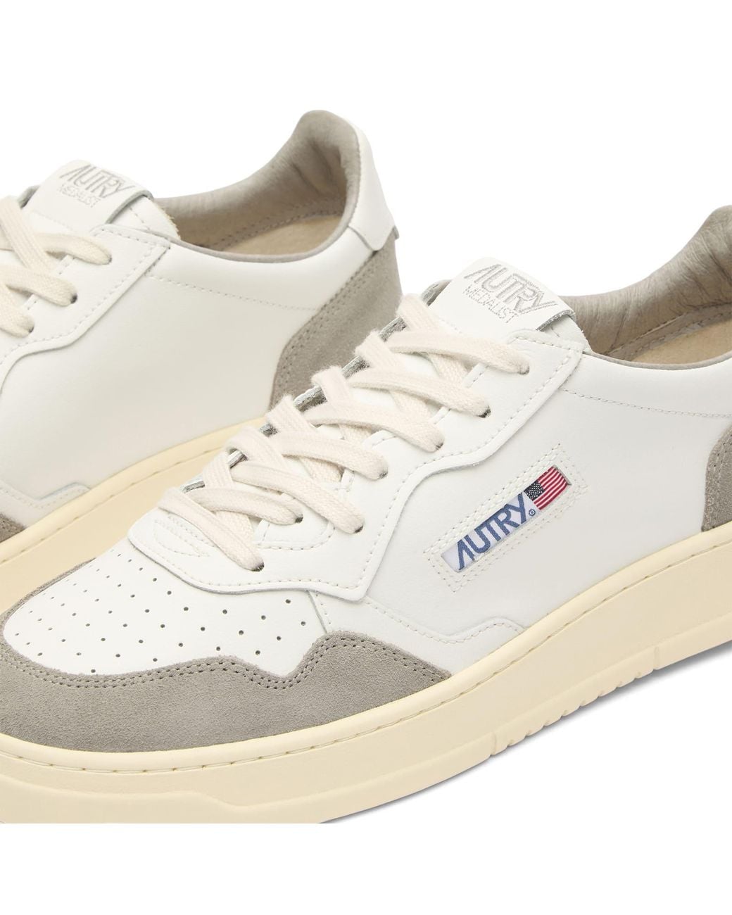 Autry White Medalist Low Leather Suede Sneakers for men