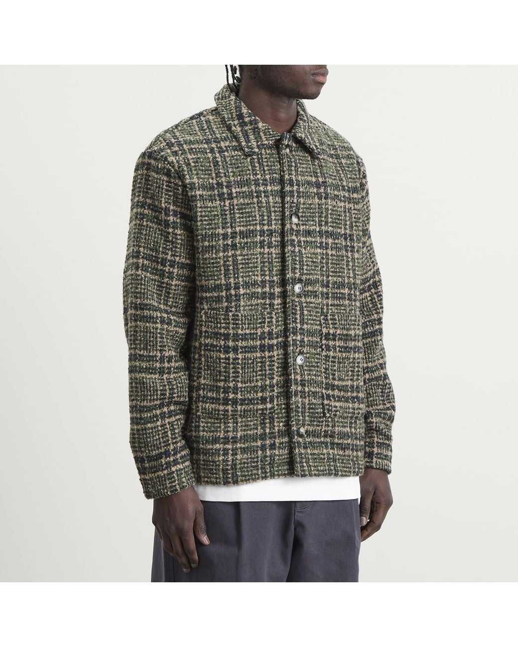 BOUND Green Textured Woven Overshirt for men