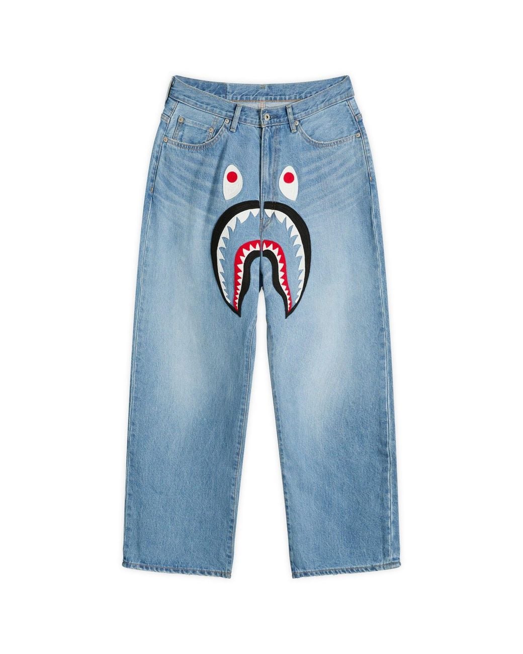 A Bathing Ape Shark Loose Fit 13Oz Jeans in Blue for Men | Lyst UK