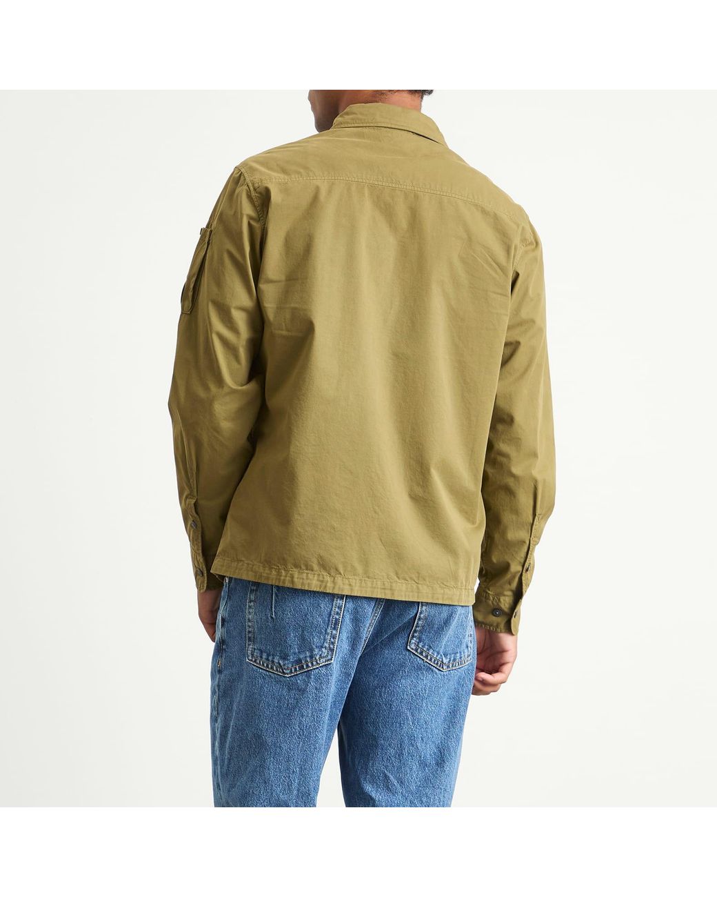 C P Company Green Organic Gabardine Zip Overshirt for men