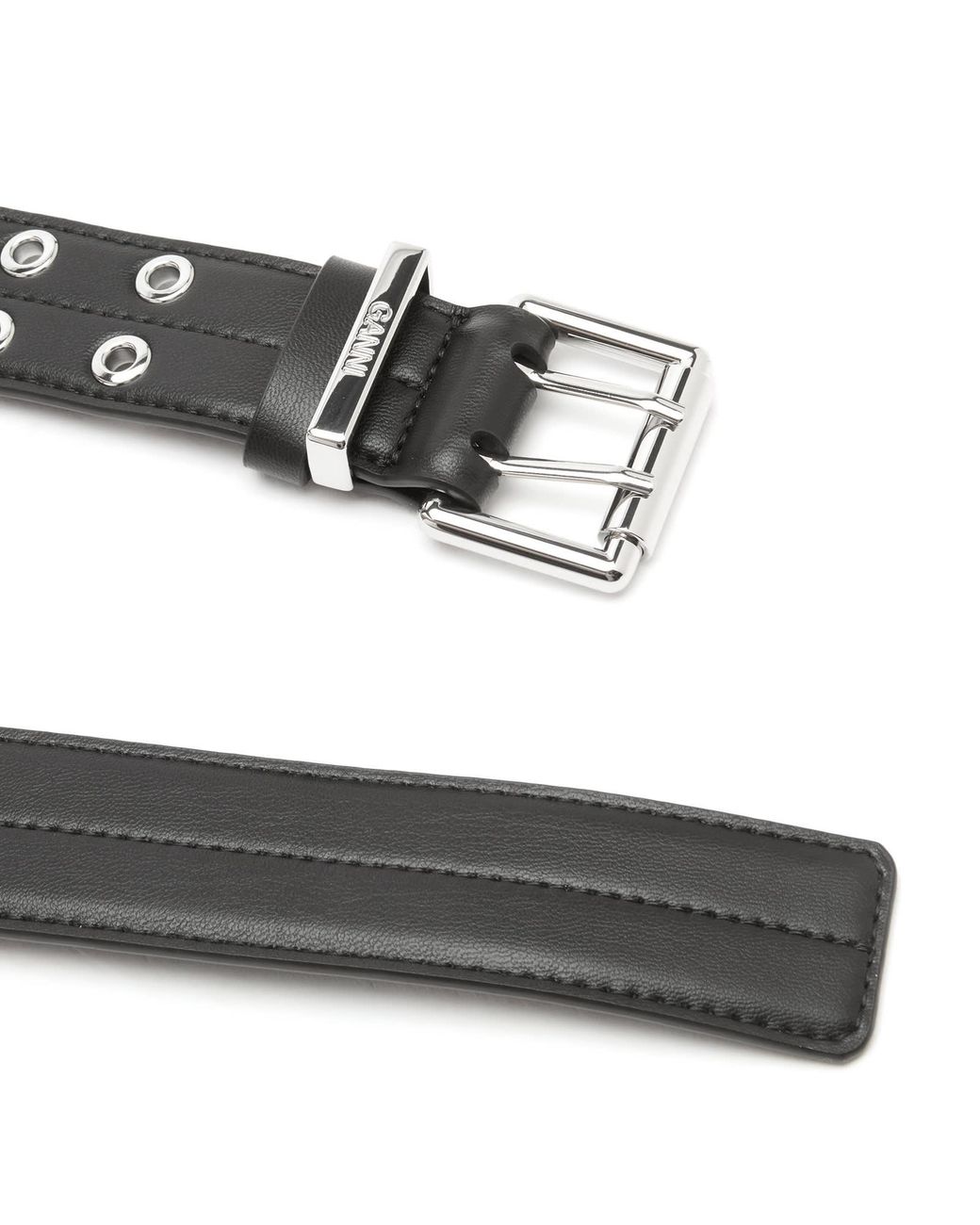 Ganni Black Double Eyelet Belt