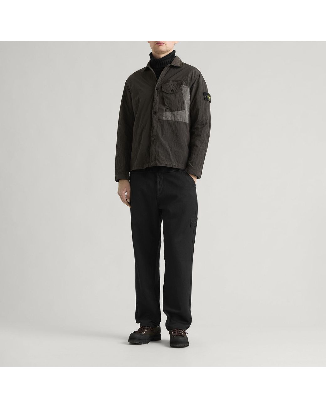 Stone Island Black Ghost Raw Hand Wool Cotton Gabardine-Tc Trouser for men
