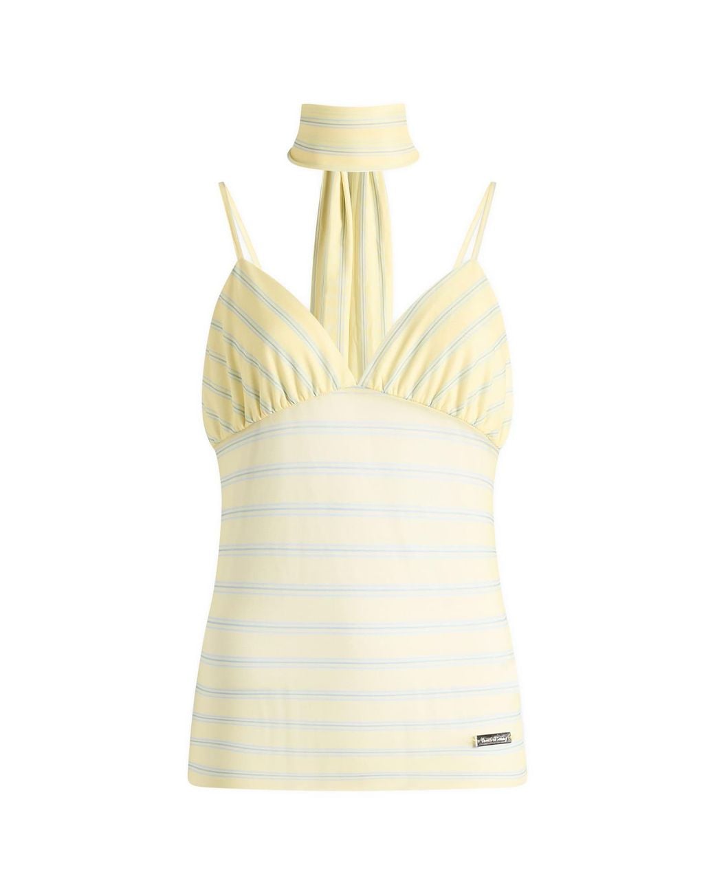 House Of Sunny Yellow Striped Mesh Cami Top
